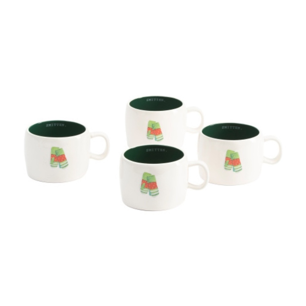 Rae Dunn Smitten Mitten set of 4 mugs